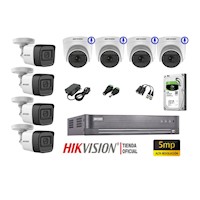 Kit 8 Cámaras Seguridad 5Mp Hikvision | 04 Camaras Audio Incorporado